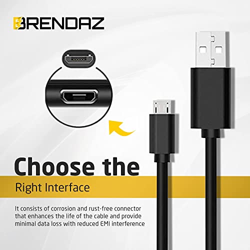 Brendaz {2-Pack} כבל USB Micro USB לטעינה והעברת נתונים-כבל נתונים מיקרו B לסמארטפונים, מצלמות,